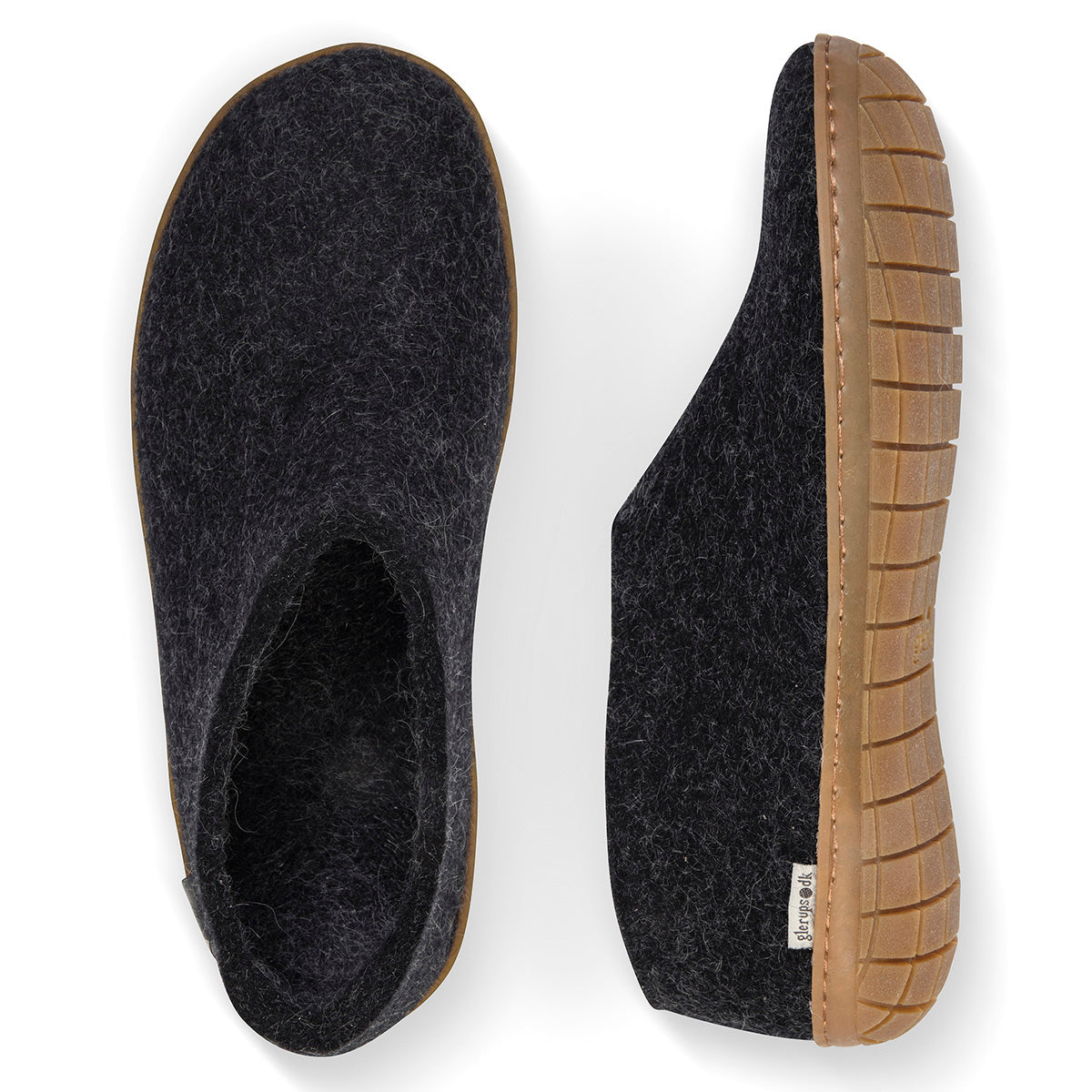 Glerups Wool Slip-On Shoe with Rubber Sole – Black