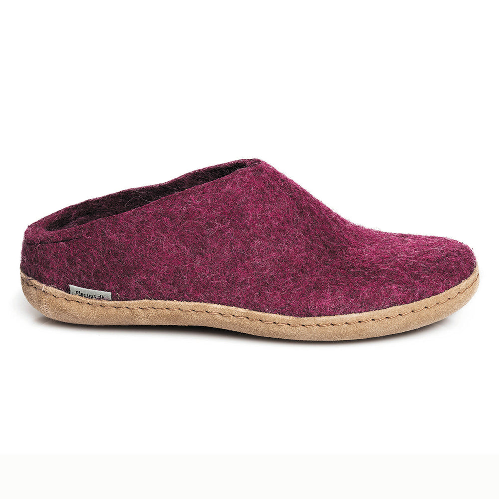 Glerups Wool Slip-On Shoe with Leather Sole – Cranberry