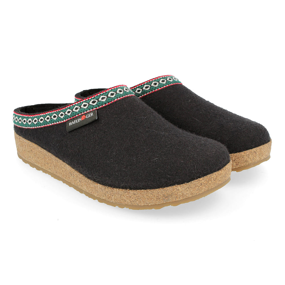 Haflinger GZ Wool Unisex Clog in Black