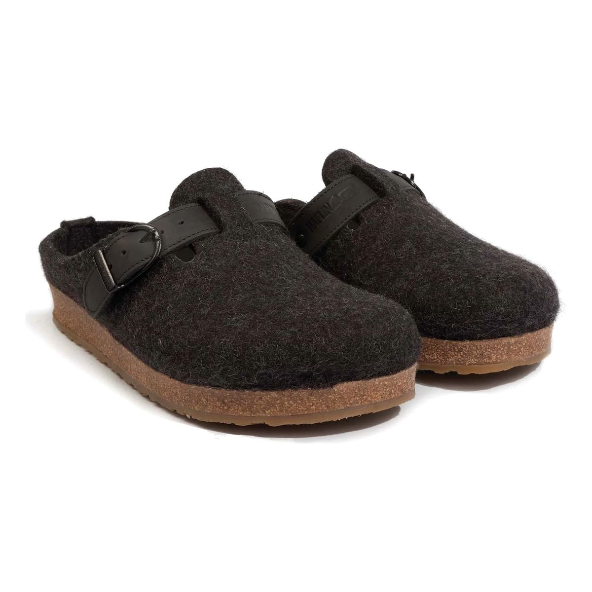 Haflinger GZB Wool Unisex Buckle Clog in Charcoal