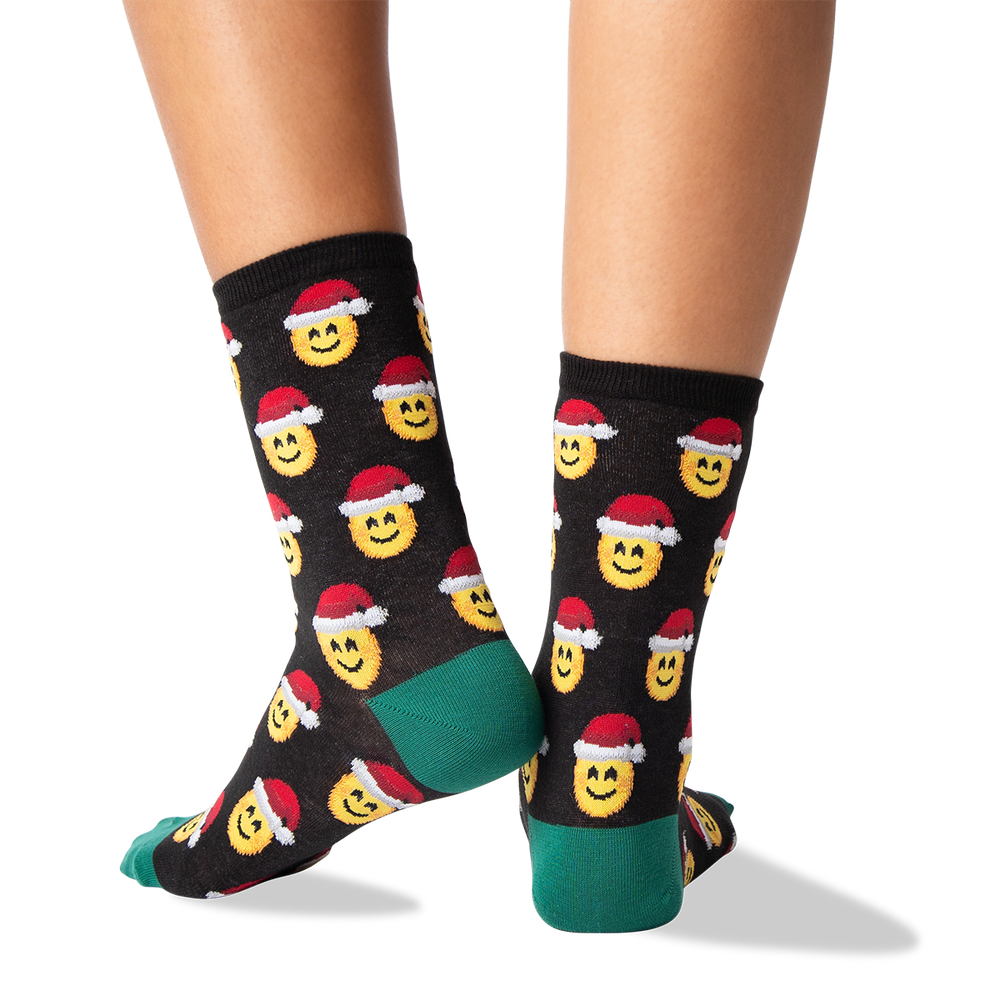 Women's Santa Smile Emogi Crew Socks