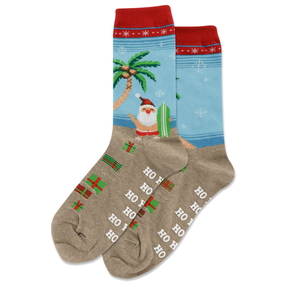 Women's Surfing Santa Crew Socks
