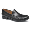 Johnson & Murphy Harrison Men's Mocassin Dress Slip-on in Black. Comfortable, Slip-on, All day comfort, Johnson & Murphy Harrison moccasin, Harrison slip-on black, XC Flex slip on, glove leather moccasin, sheepskin lined slip on Canada, dress shoe, work shoe, leather shoe. Style #15-8437