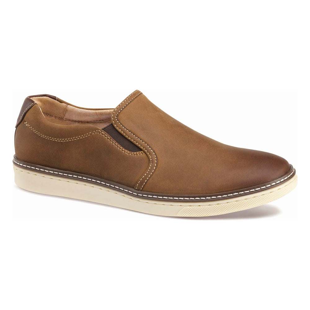 Johnston & Murphy McGuffey Men's Slip-On in Tan. Soft leather slip-on, all-day wear, comfortable slip-on, dress-casual, buisnessman, easy on and off. Style #25-1393