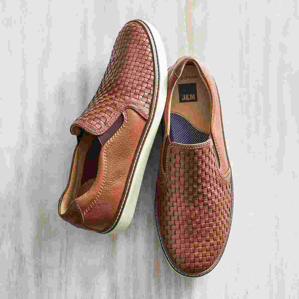 Johnston & Murphy McGuffey Woven Men's Slip-On in Tan
