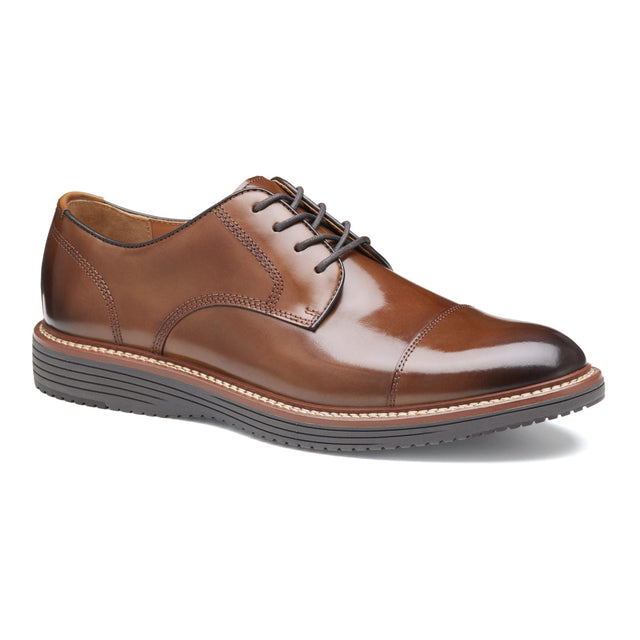 Johnston & Murphy Upton Cap Toe Men's Dress Shoe in Tan. Johnston & Murphy Upton Cap Toe Tan, men’s tan leather cap toe shoes Canada, TRUFOAM dress shoes, Johnston & Murphy formal shoes. Style 20-4034