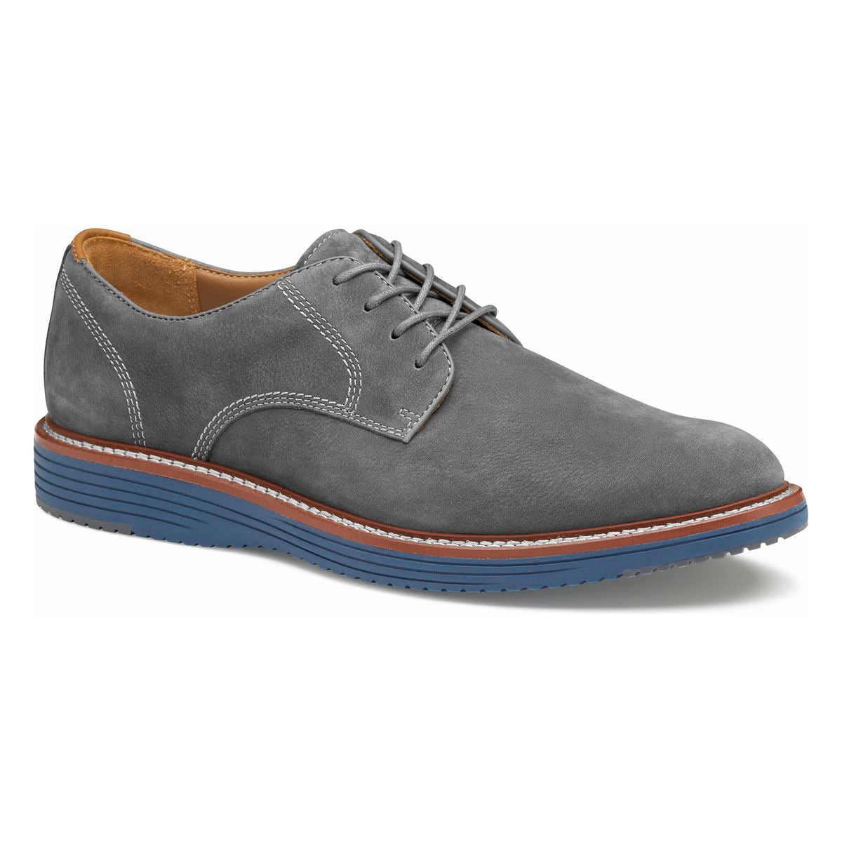 Johnston & Murphy Upton Plain Toe Men's Casual Shoe in Gray -Johnston & Murphy Upton Gray, men’s gray leather casual shoes Canada, TRUFOAM comfort shoes, Upton Plain Toe Johnston & Murphy, comfortable shoe, walking shoe, all-day wear. Style #20-4337