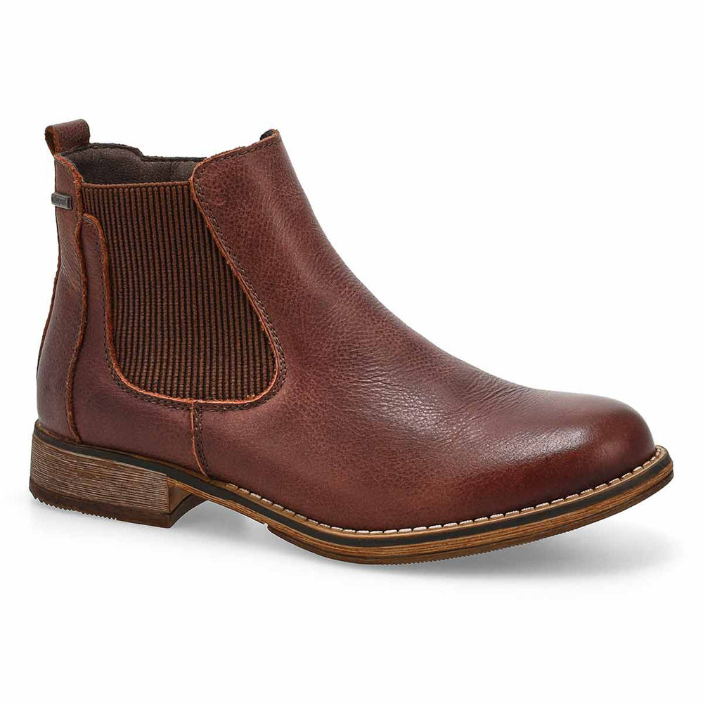 Brandy-colored Josef Seibel Chelsea boot with elastic side panels and a stacked heel, 7171811300