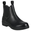 Josef Seibel black leather waterproof Chelsea boot with elastic side goring, dual pull tabs, and low heel. Style #731701-100