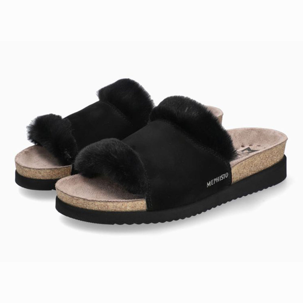 Mephisto Hemeline Women's Cork Sandals in Black