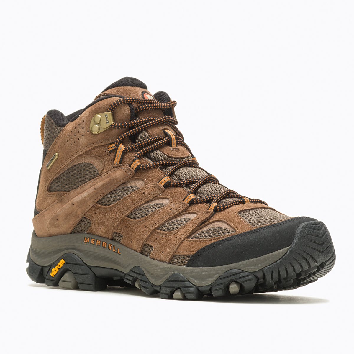 Merrell Moab 3 Mid Waterproof HIking Boot in  Granite in a wide width. 