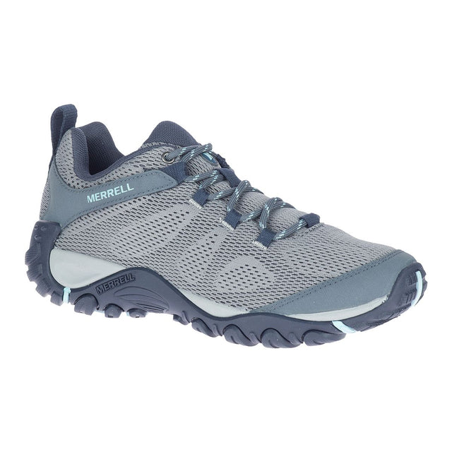 Merrell Women’s Yokota 2 E-Mesh Charcoal wide hiking shoe with breathable mesh upper and rugged rubber outsole. Style #J5036410