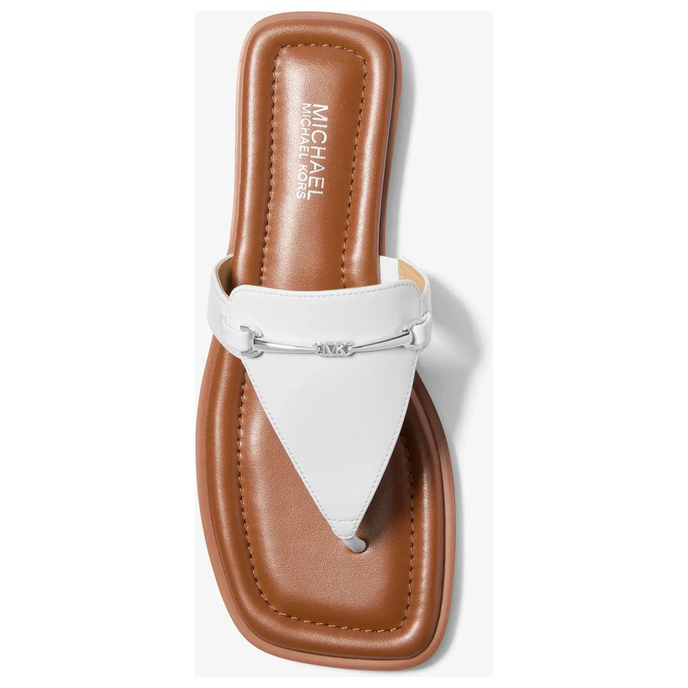 Michael Kors Lena Leather T-Strap Sandal in White