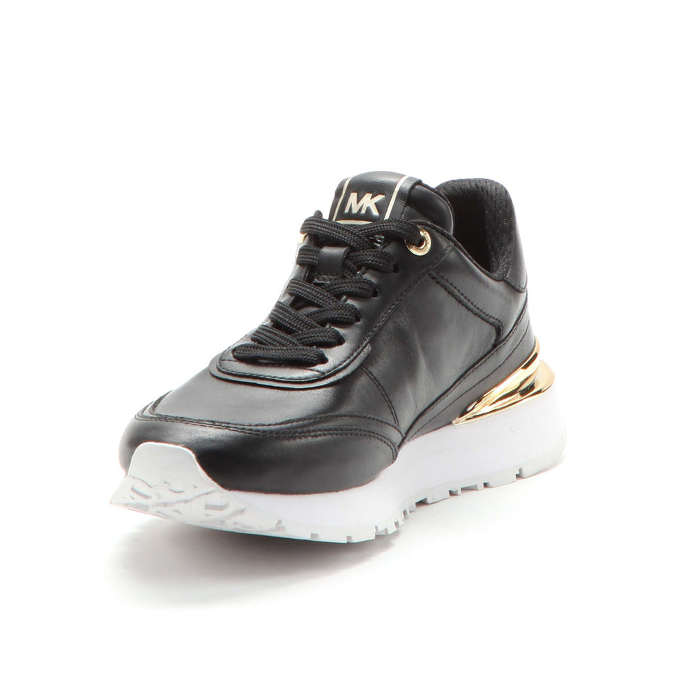 Michael Kors Nova Lace Trainer in Black with Gold Accents