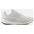 Men's white engineered mesh running shoe with a grey side logo, white laces, and a thick white cushioned sole. Style #M10807E3