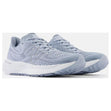 Women's light blue-grey engineered mesh running shoes with a grey side logo and thick white cushioned sole. Style #W880G13.