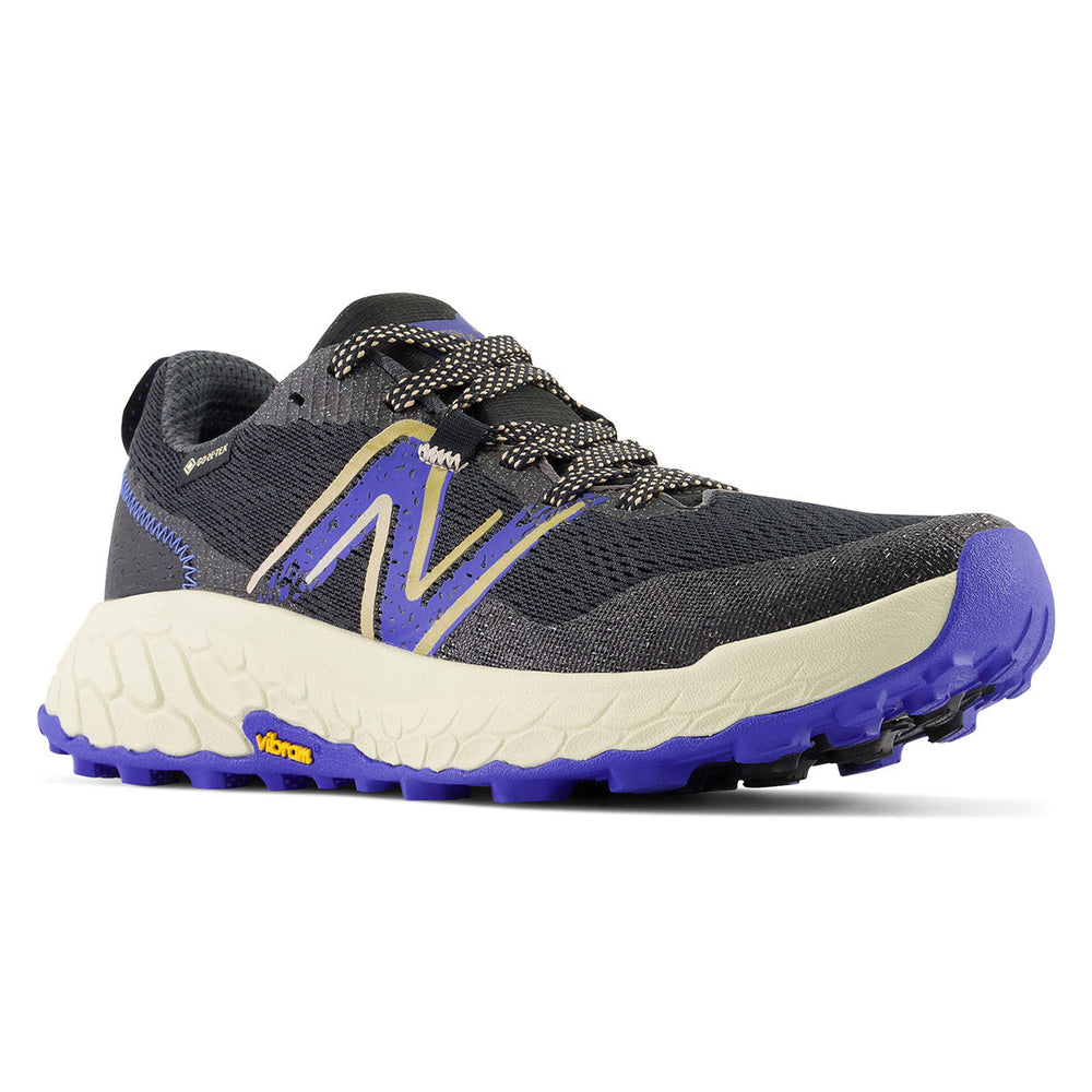 New Balance Fresh Foam X Hierro V7 Gore-Tex® Traile Women's Running Shoes in Marine Blue, Breathable textile upper, comfortable all day shoe. Style #WTHIGK7
