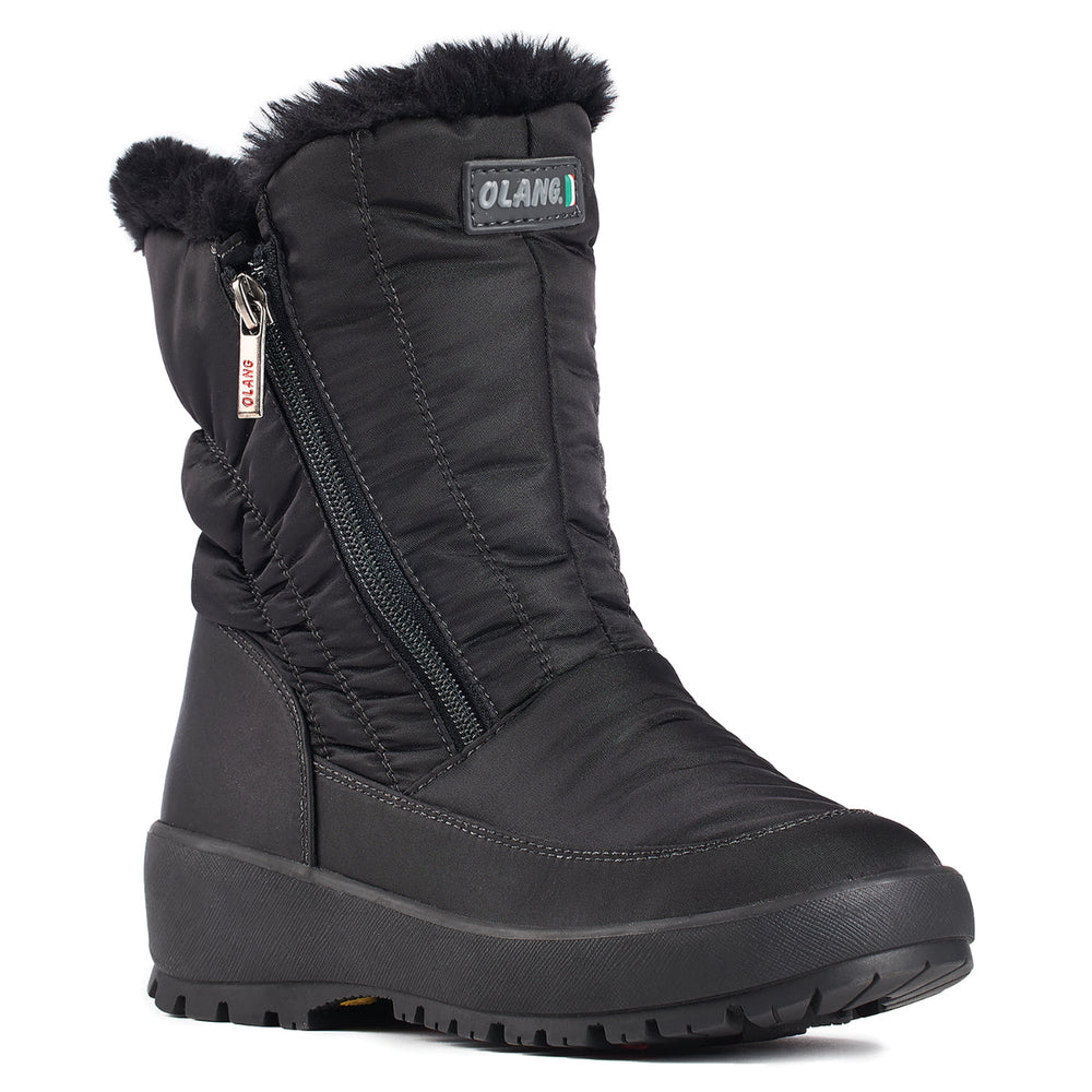Tackle winter with ease in the Olang Monica OC Uva boots. Waterproof, warm, and easy to slip on with twin zippers—perfect for everyday wear in cold Canadian weather.