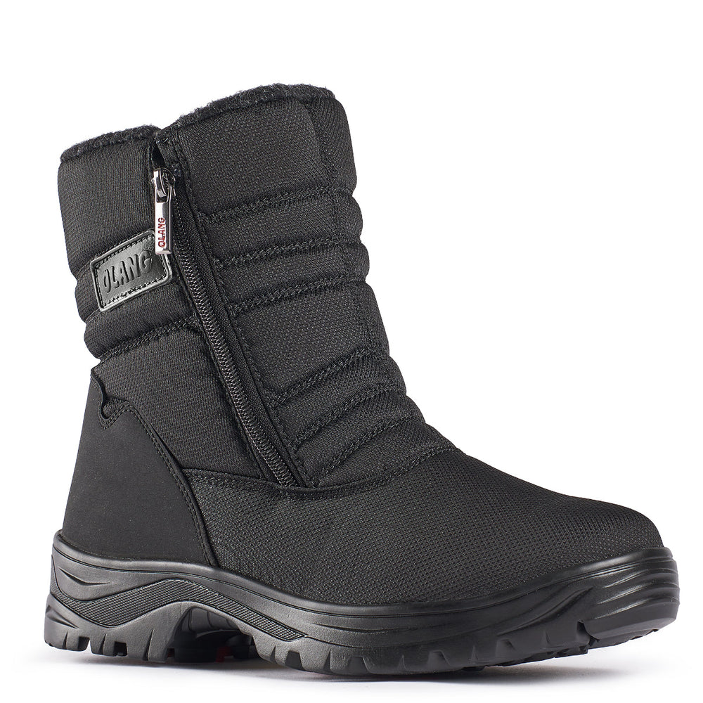 Olang Tatra OC Zip Black winter boots in quilted polyester with dual side zippers, wool lining, ISOWARM insole, and BLOCK outsole with OC grips.