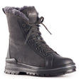 Olang Zaide Antracite women’s winter boots with leather and hydro-suede upper, shearling lining, lace and zipper closure, and ALASKA outsole with OC System® grips.