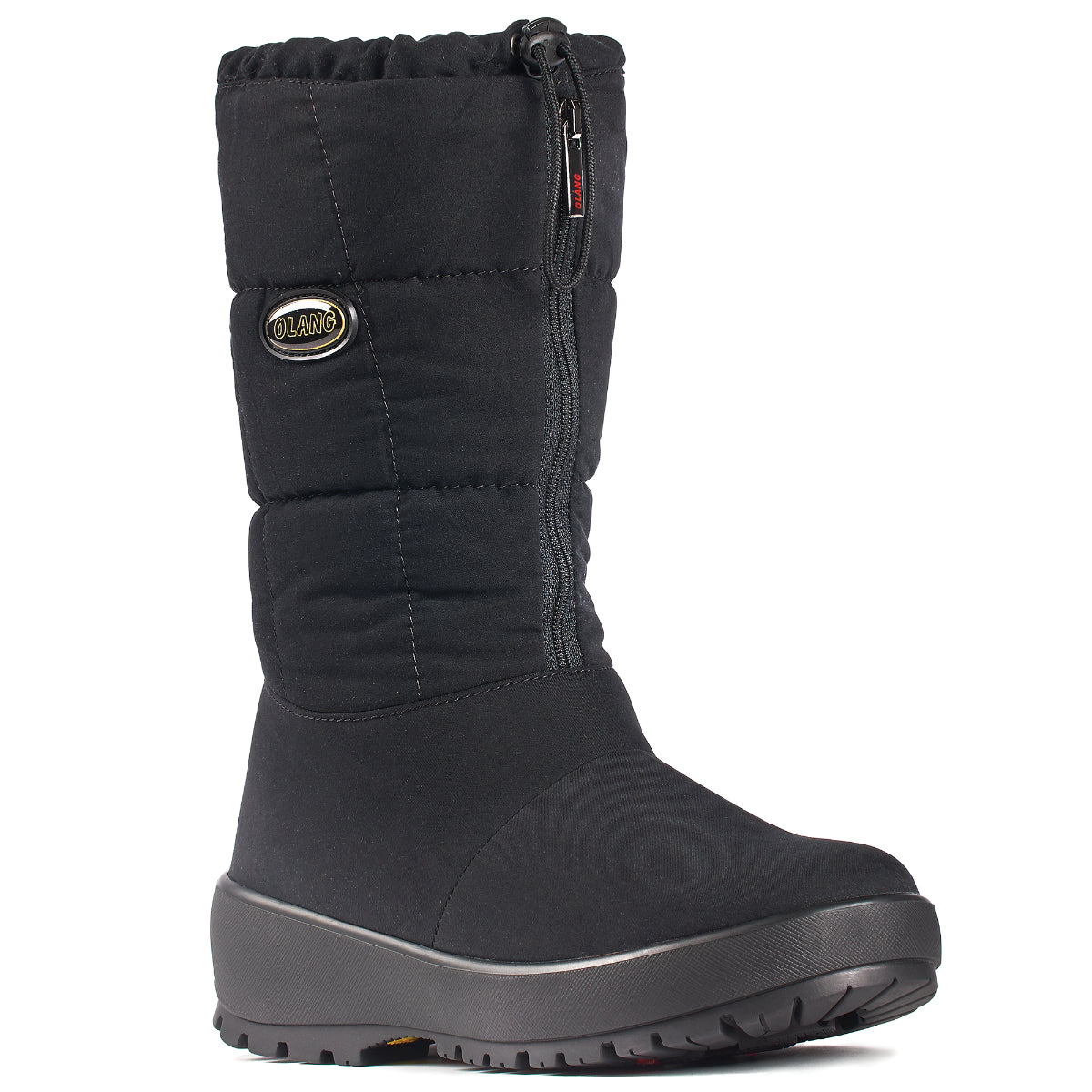 Olang Ziller OC Zip Black women’s winter boots with velvet-like quilted polyester upper, wool lining, zipper closure, and TORONTO outsole with OC System® grips.