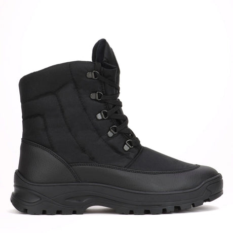 A men's black lace-up boot with a waterproof ice-gripper foldable technology on outsole. Pajar Trigger Ice Grip .