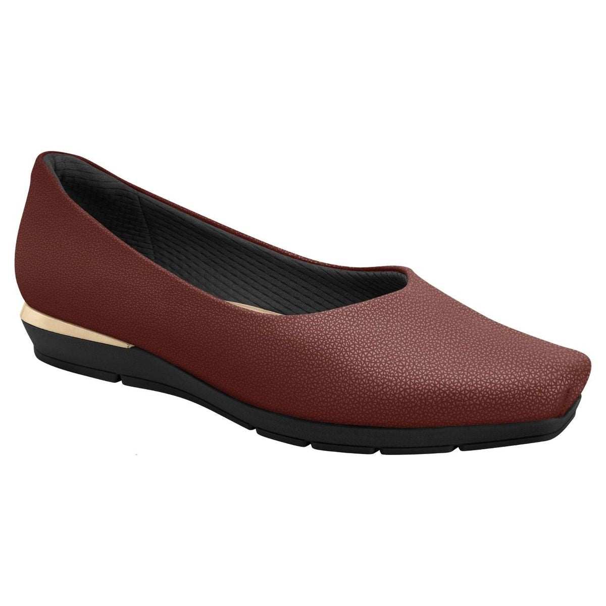 Piccadilly burgundy bordo textured slip-on dress shoe featuring metallic gold heel accent and low wedge sole. Style #147191B