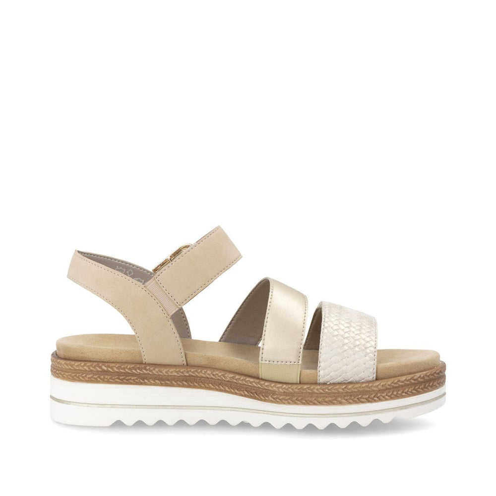 Remonte D0Q55 Women's Strap Sandals in Light Gold Tan
