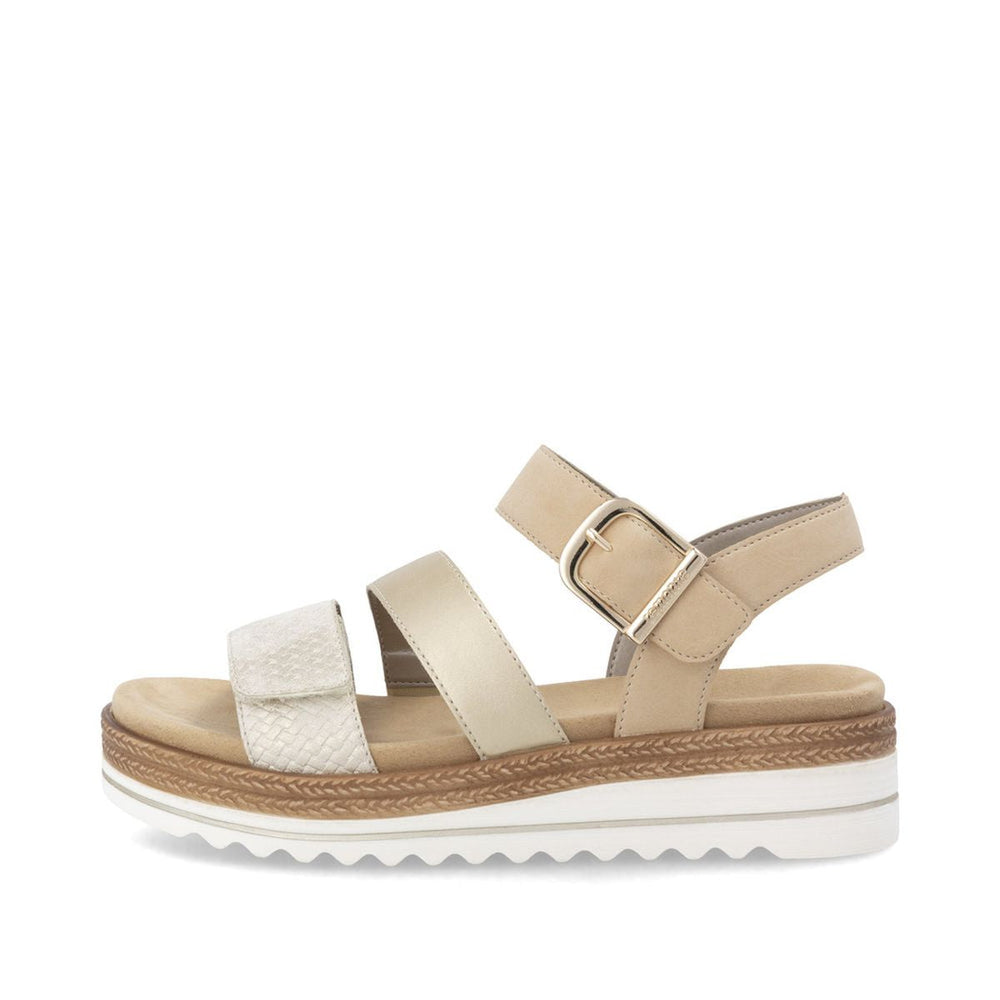 Remonte D0Q55 Women's Strap Sandals in Light Gold Tan