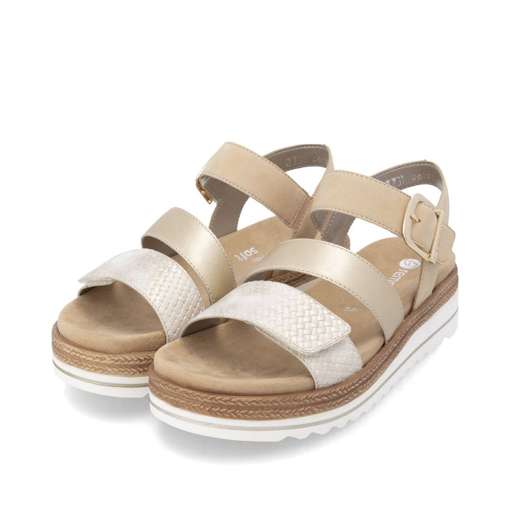 Remonte D0Q55 Women's Strap Sandals in Light Gold Tan