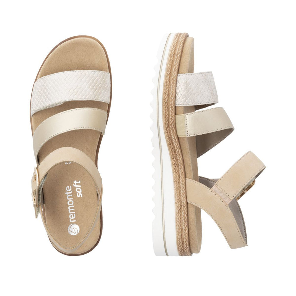 Remonte D0Q55 Women's Strap Sandals in Light Gold Tan