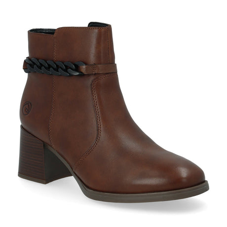 Remonte D0V73 Women's Ankle Boots , Wide heel boots, decorative black chain and comfortable all day wear. Style #D0V73-22
