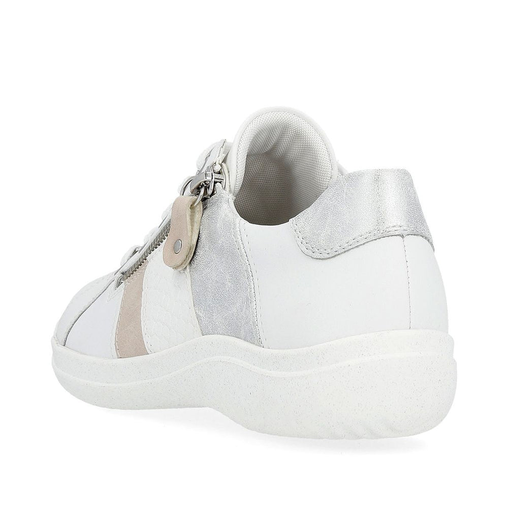 Remonte D1E00 Women's Side Zip Sneaker in White