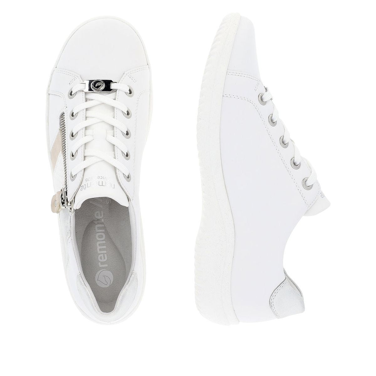 Remonte D1E00 Women's Side Zip Sneaker in White