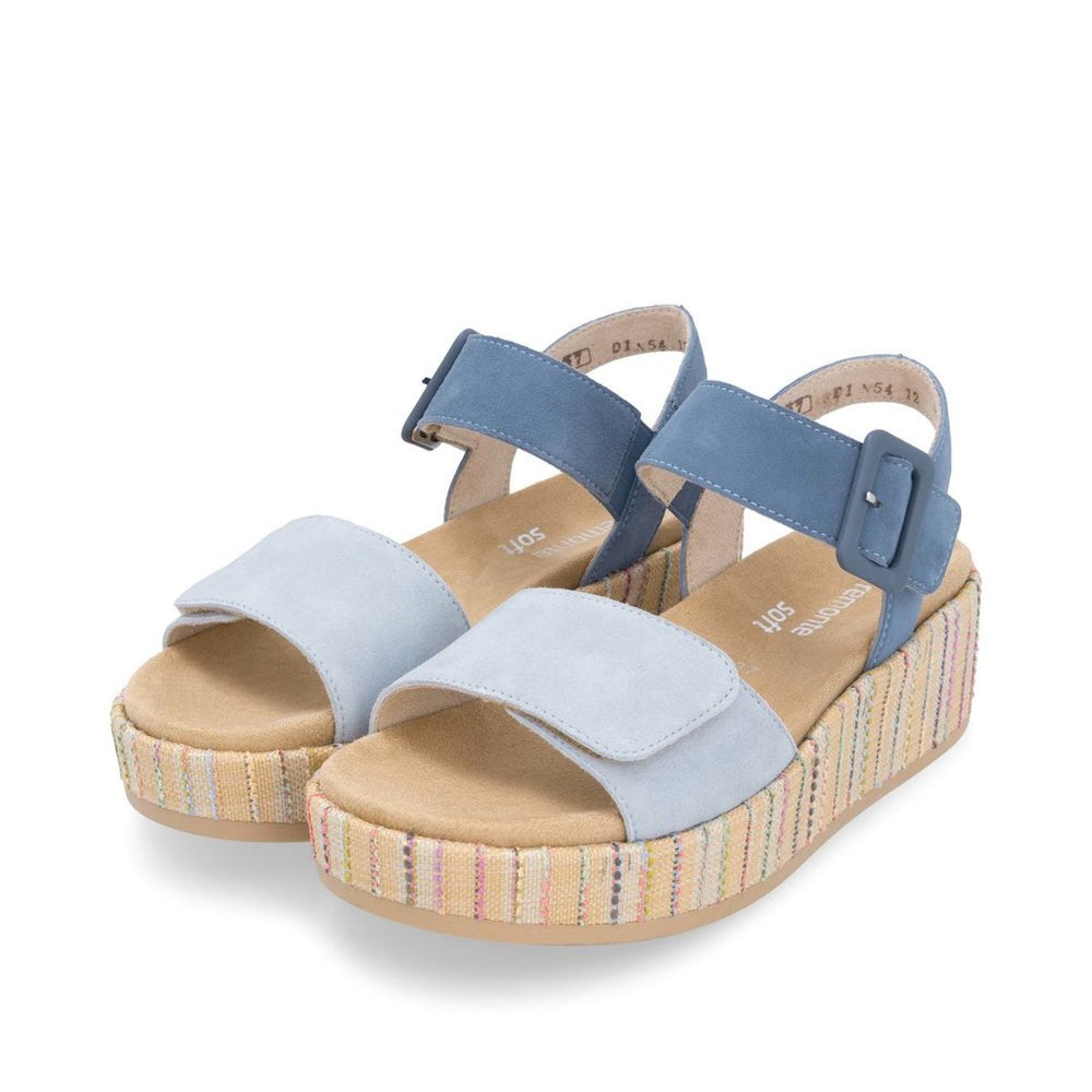 Remonte D1N54 Women's Wedge Sandal in Blue Jean