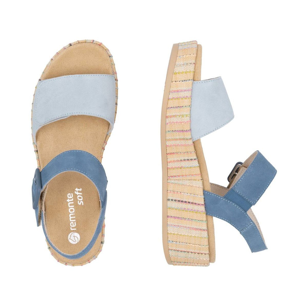 Remonte D1N54 Women's Wedge Sandal in Blue Jean