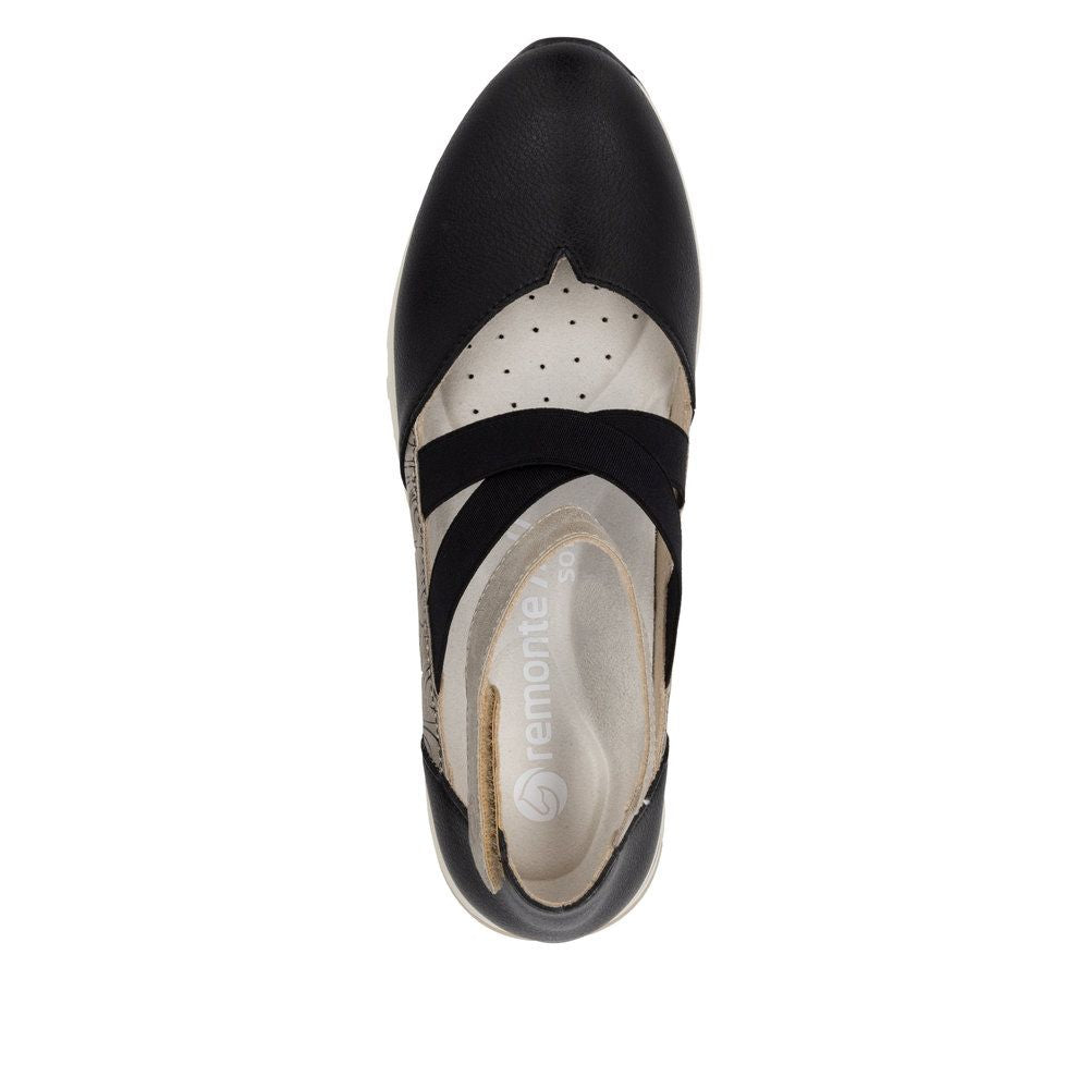Remonte Women's Wedge D2411 Adjustable Strap in Black