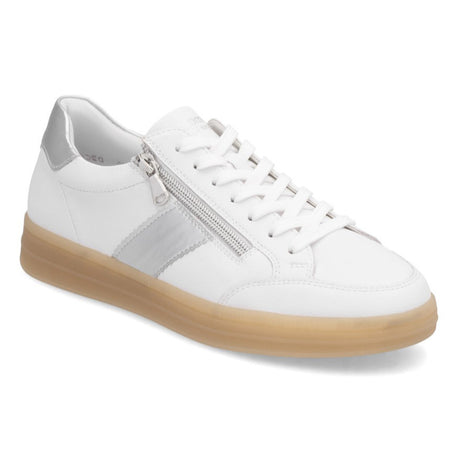 Remonte D2C02 Women's  Side Zip Sneaker, all day comfort walking sneaker, premium white leather upper, breathable including side zipper for easy on and off. Style #D2C02-80