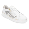 Remonte D2E00 Women's Side Zip Sneaker, Patterned Leather exterior with gold detailing, lace up front and side zipper for easy on and off. Style #D203-80