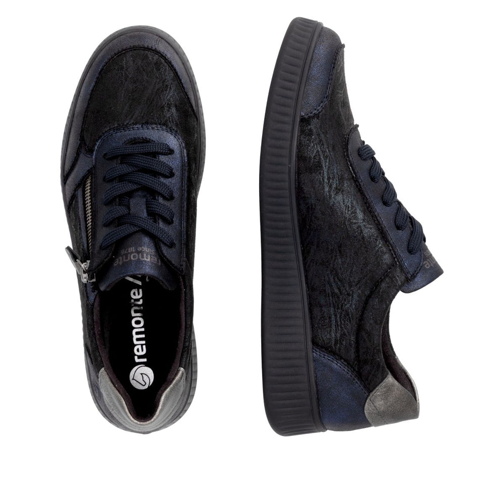 Remonte D2E05 Women's Lace Zip Sneaker – Navy Black