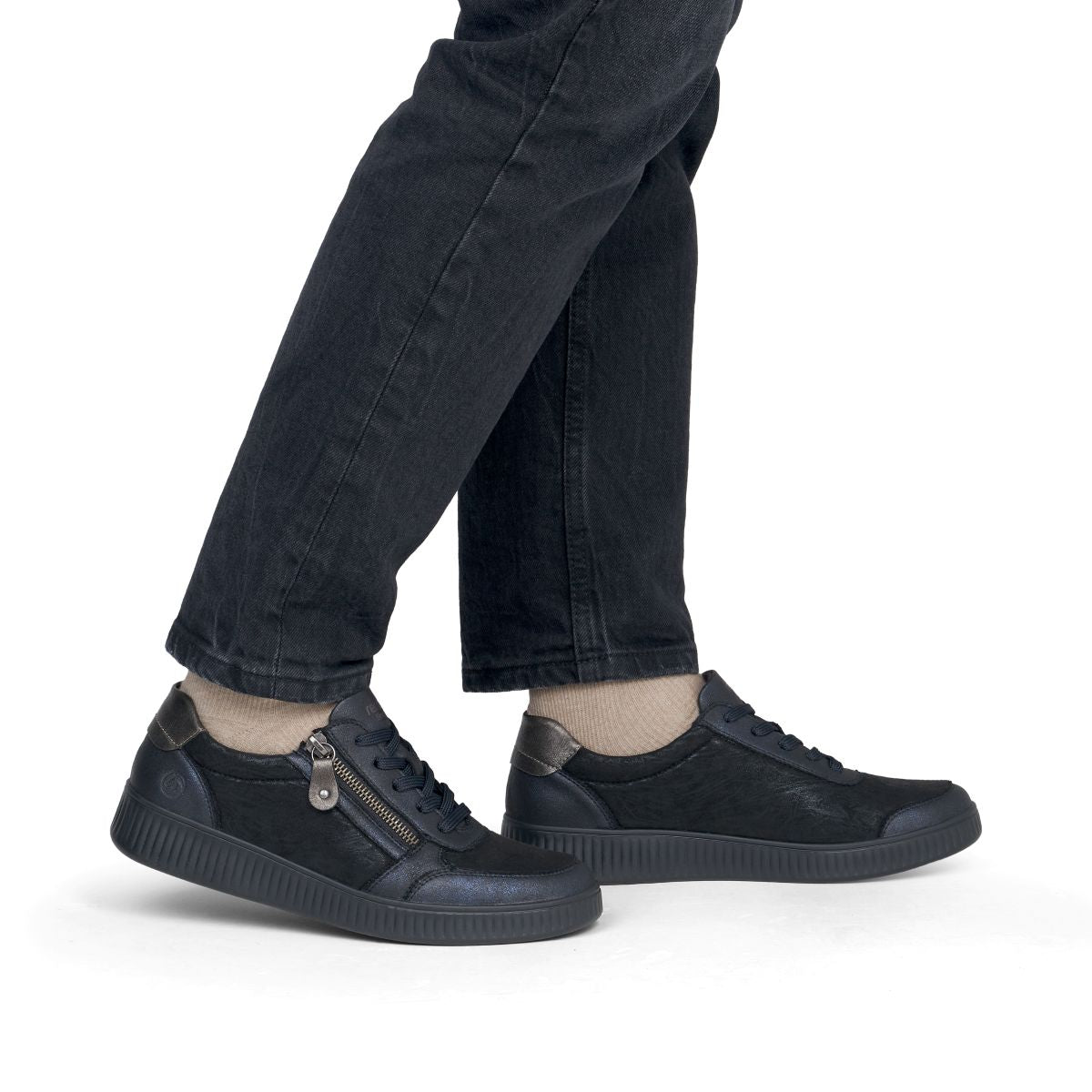 Remonte D2E05 Women's Lace Zip Sneaker – Navy Black