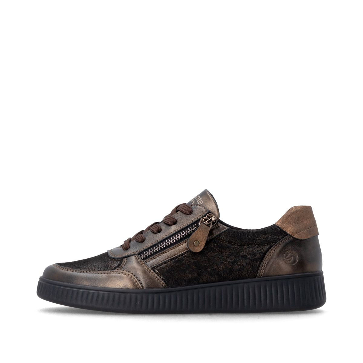 Remonte D2E05 Women's Lace Zip Sneaker – Brown Black