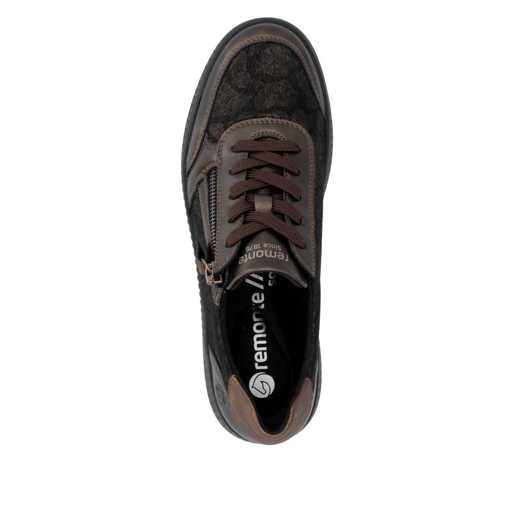 Remonte D2E05 Women's Lace Zip Sneaker – Brown Black