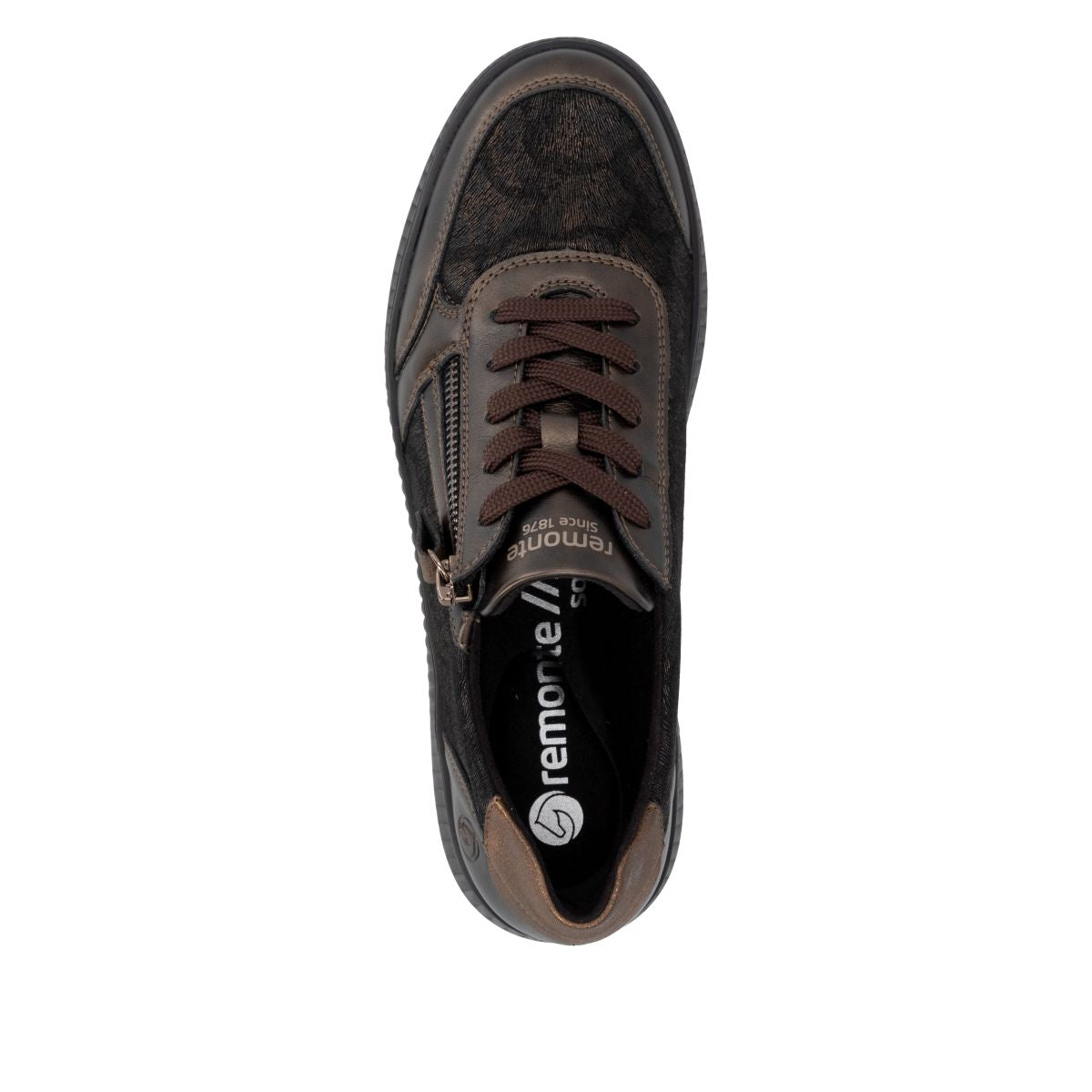 Remonte D2E05 Women's Lace Zip Sneaker – Brown Black