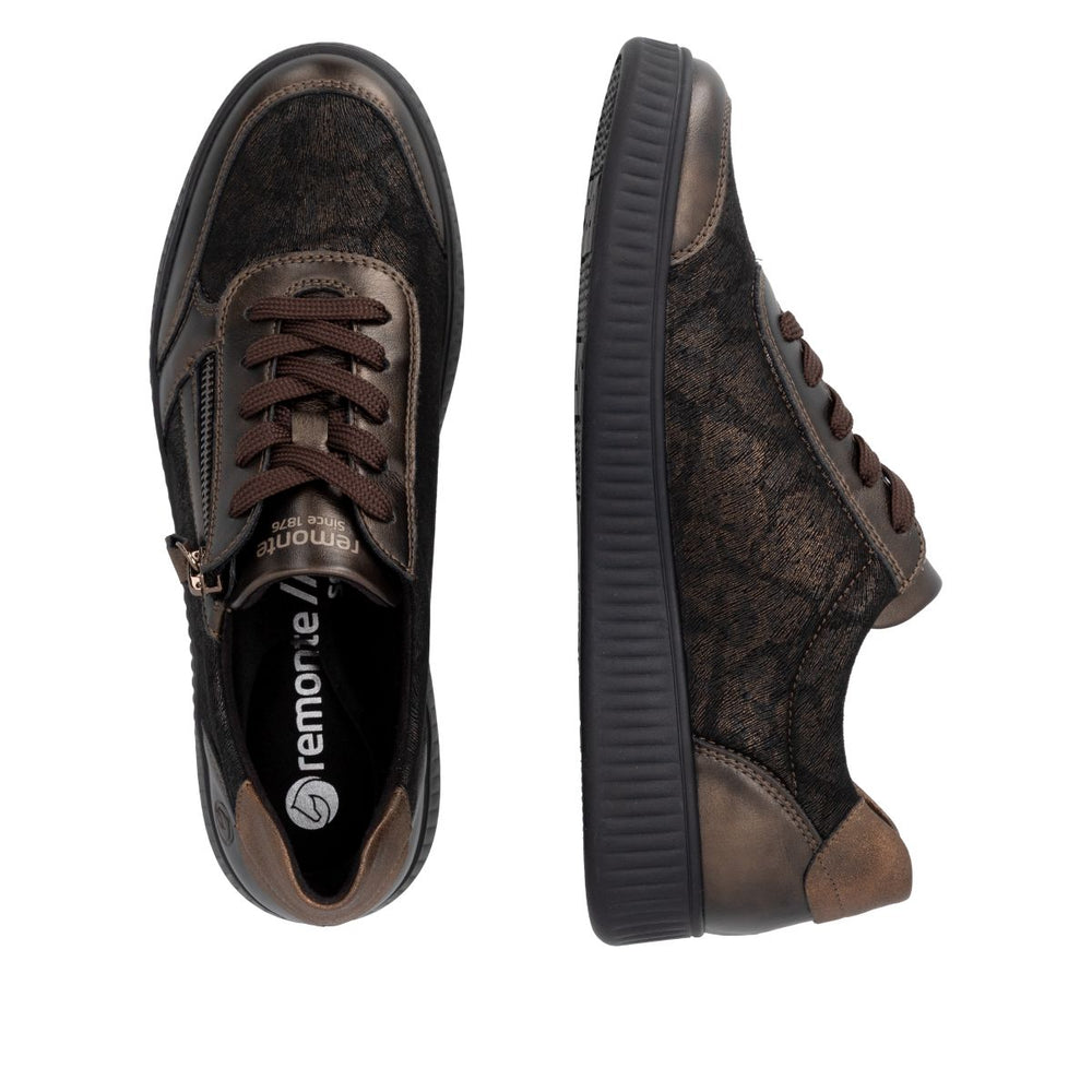 Remonte D2E05 Women's Lace Zip Sneaker – Brown Black