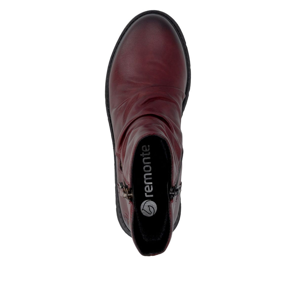 Remonte D3981 Women's Zip Ankle Boot – Red