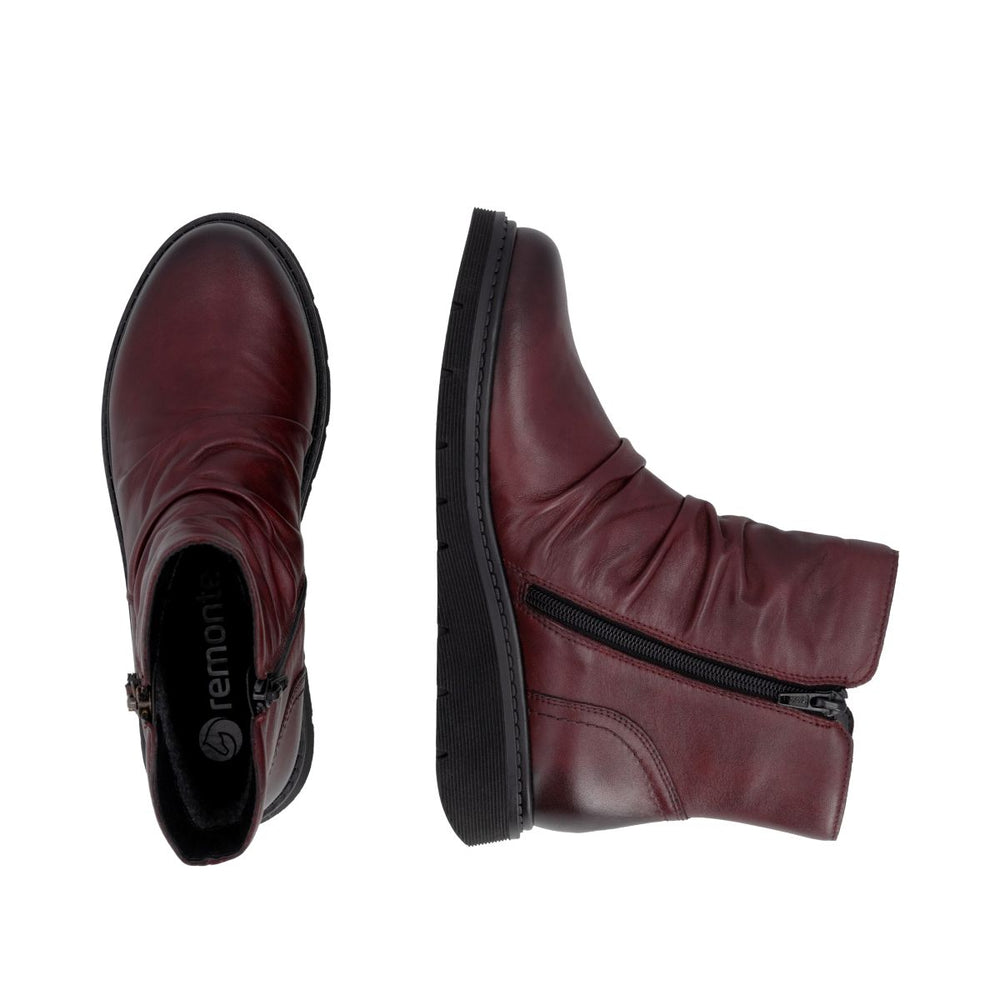 Remonte D3981 Women's Zip Ankle Boot – Red