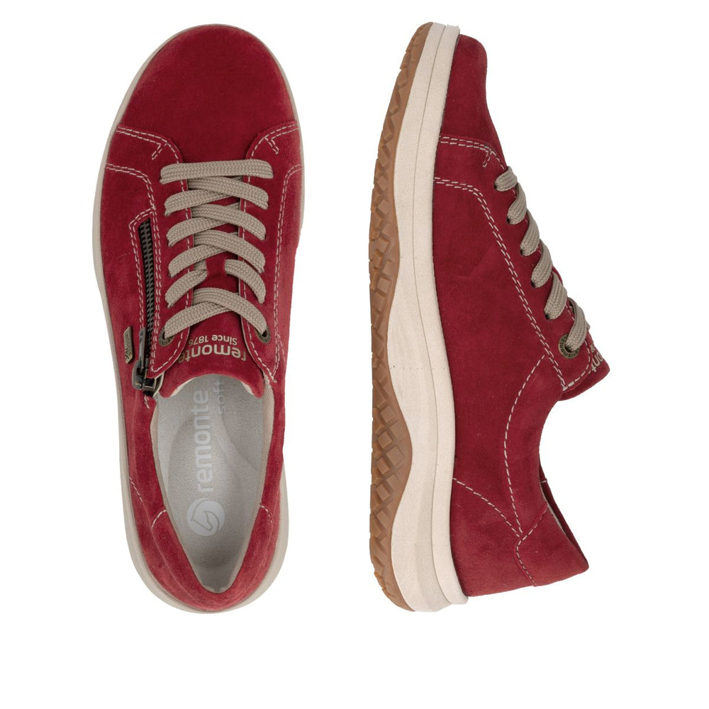 Remonte D3Q00 Women's Lace Zip Sneaker – Red