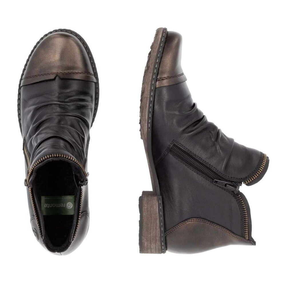Remonte D4380 Women's Zip Ankle Boot in Antique Brown