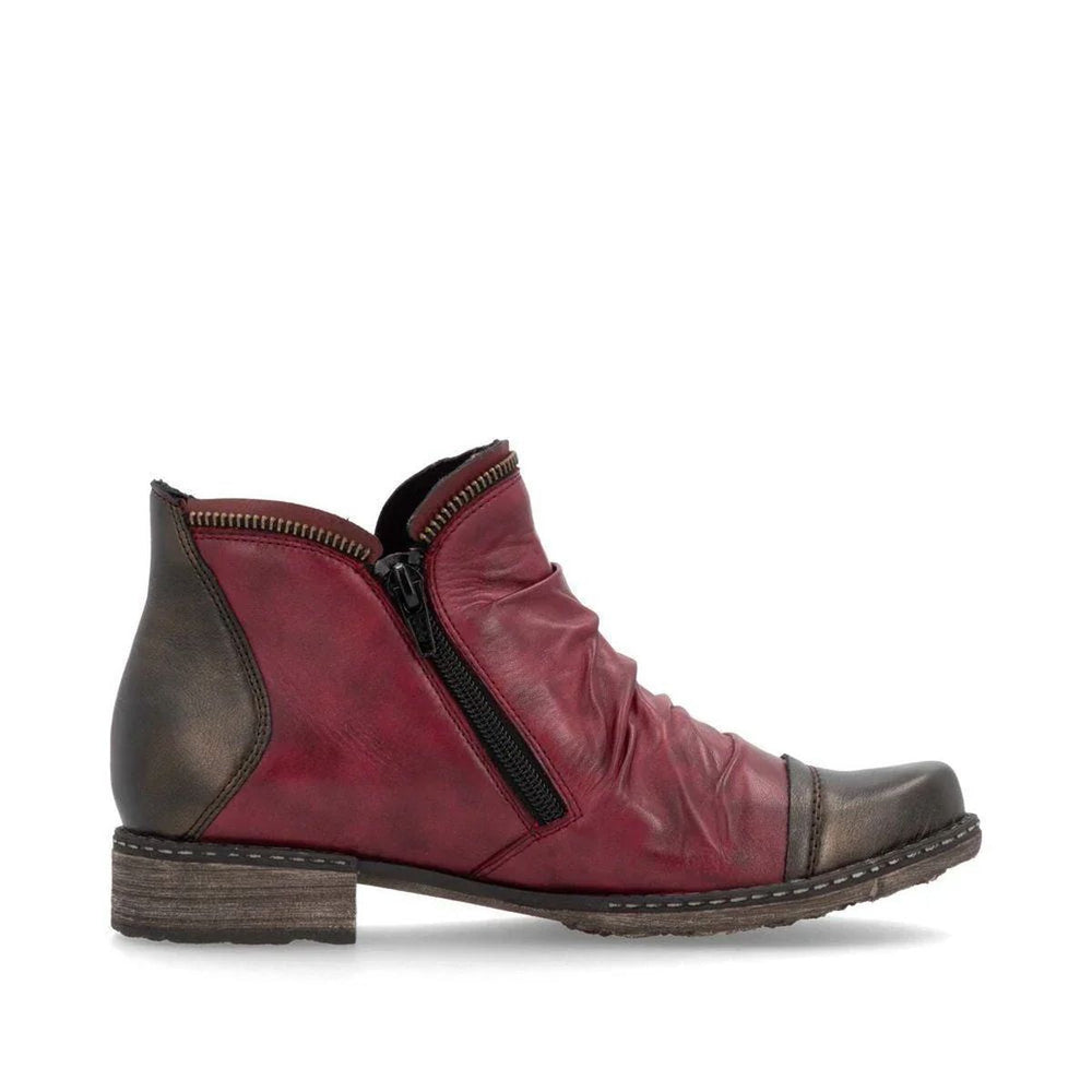 Remonte D4380 Women's Zip Ankle Boot in Vino